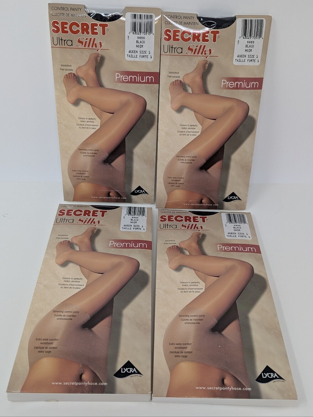 Secret Ultra Silky Premium Control Pantyhose Queen 1 Black 4 Packs Pantyhose